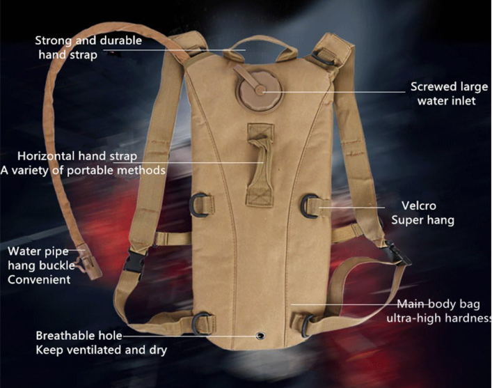 Sac hydratation outdoor 3 litres pour trekking et survie