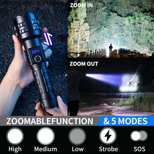 Zoom réglable lampe tactique LED haute puissance