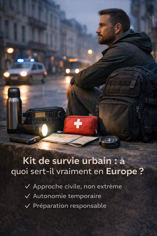 kit de survie urbain Europe préparation rupture de normalité autonomie communication premiers secours 2026