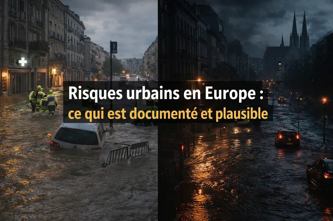 risques urbains en Europe illustration inondation urbaine et blackout ville européenne analyse résilience urbaine Europe