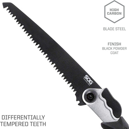 SOG Scie Pliante F10N-CP – Lame Acier Carbone Trempé Ultra-Robuste