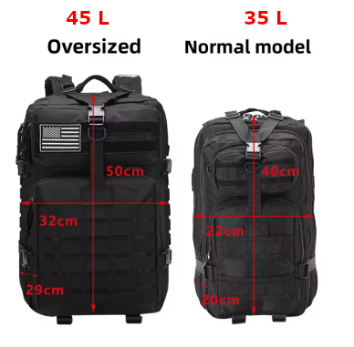 Sac à dos tactique 3P – Grande capacité 35L ou 45L – Survie urbaine & plein air