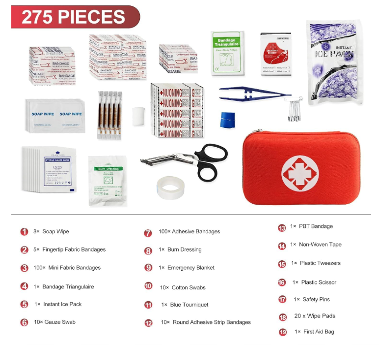 Kit de Premiers Secours d’Urgence Domestique XXL– 275 Pièces | Spécial Préparation Urbaine