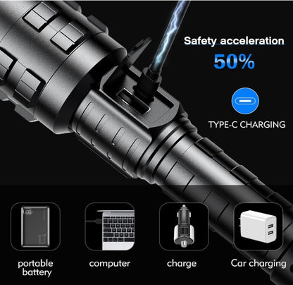 Lampe tactique professionnelle rechargeable USB pour camping et outdoor