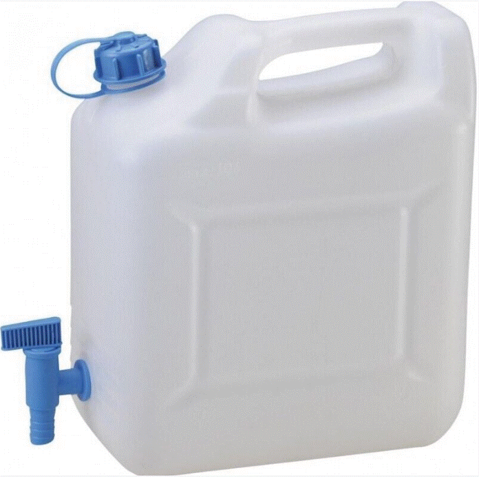 Bidon d’eau alimentaire Hünersdorff 12 L blanc en plastique PEHD avec robinet intégré – stockage eau potable longue durée
