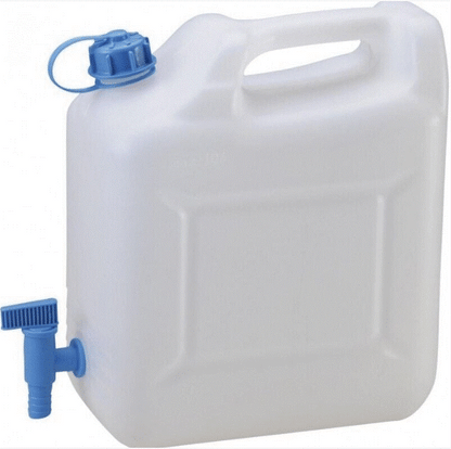 Bidon d’eau alimentaire Hünersdorff 12 L blanc en plastique PEHD avec robinet intégré – stockage eau potable longue durée