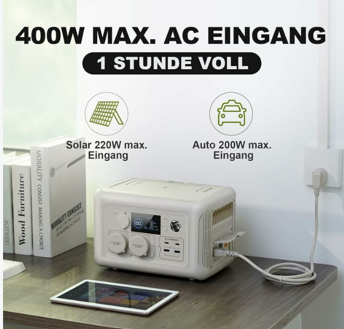 Centrale Électrique Portable ALLPOWERS R600 + Panneau Solaire 200 W ( Autonomie longue durée, recharge ultra-rapide et alimentation multi-appareils pour la préparation urbaine.)