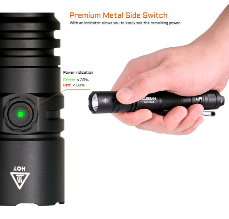 ACEBEAM TAC 2AA – Lampe de Poche Tactique EDC 1600 Lumens | USB-C Rechargeable