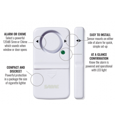 Alarme de porte SABRE 120dB - Utilisation et fixation